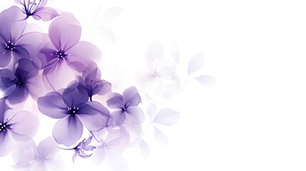 Soft purple watercolor flowers on white background.