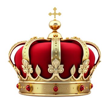 Golden crown with red jewel accents