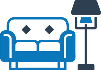 Couch and lamp furniture icon
