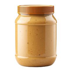 Creamy yellow sauce in jar with gold lid