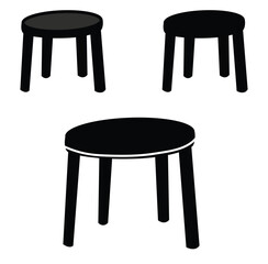 Cute cartoon hand drawn vector stools icon silhouette.