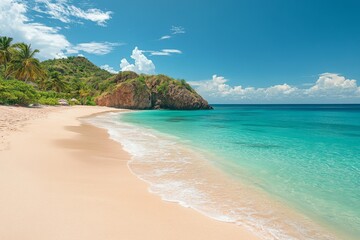 Fototapeta premium Sunny tropical beach with vibrant turquoise water