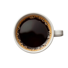 Black coffee with cream froth in white cup