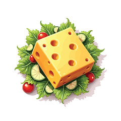Cheese dices and slices vector illustration