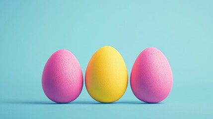Colorful Easter Eggs on Bright Blue Background for Spring Celebration