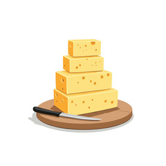 Cheese dices and slices vector illustration