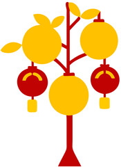 Orange Tree Chinese New Year Decoration Vector Illustration