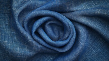 Fototapeta premium Deep Blue Linen Fabric Swirled in a Soft Rose Design