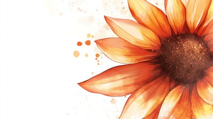 Watercolor painting of a vibrant orange sunflower.