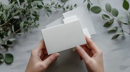 Obraz premium Flatlay Box And Card Mockup