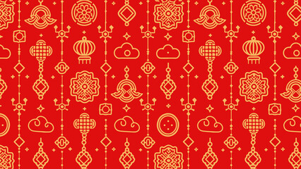 Celebrating the Vibrant Splendor of Lunar New Year: A Stunning Red and Gold Background Embodying the Festive Spirit of Tiongkok