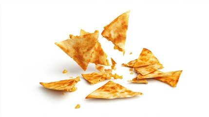 Highquality 3D rendering of falling quesadilla pieces on white background