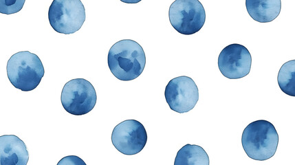 A seamless pattern of blue polka dots on a white background