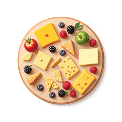 Cheese dices and slices vector illustration