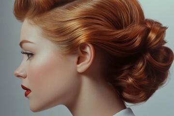 Naklejka premium Elegant Updo Hairstyle with Soft Lighting Effect