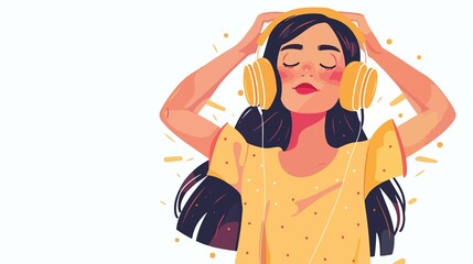 Attractive girl enjoys disco music wearing headphones