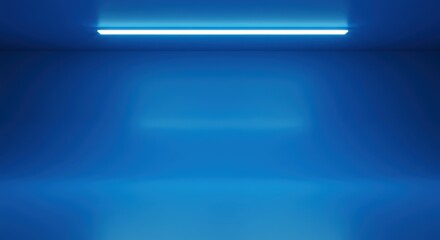 Obraz premium Blue Room with Bright Neon Light
