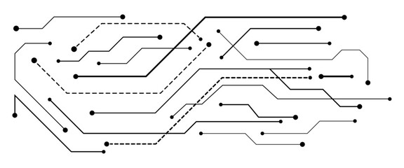 Vector abstract white digital technology circuits lines geometric dots and lines.
