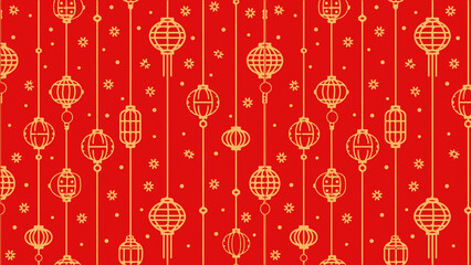 A Radiant Display of Lunar New Year Elegance The Exquisite Red and Gold Background Representing the Joyful Spirit of Tiongkok Celebrations