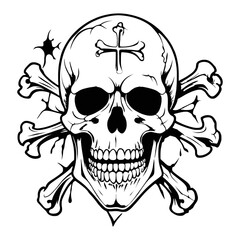 Skull skeleton vector design in different styles with solid background