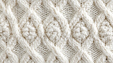 Obraz premium Cream Cable Knit Texture Detailing Intricate Pattern