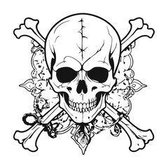 Skull skeleton vector design in different styles with solid background