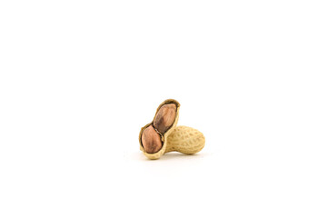 Peanuts on white background. High protein food. Contains many minerals.