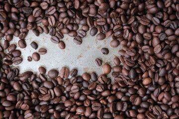 Roasted coffee beans for background