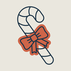 Christmas peppermint candy cane with stripes icon