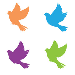 Minimalist illustration of a flying bird in the sky