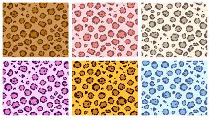 ヒョウ柄のシームレスパターンセット