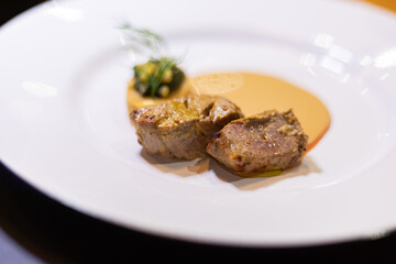 Close up grilled sliced beef steak