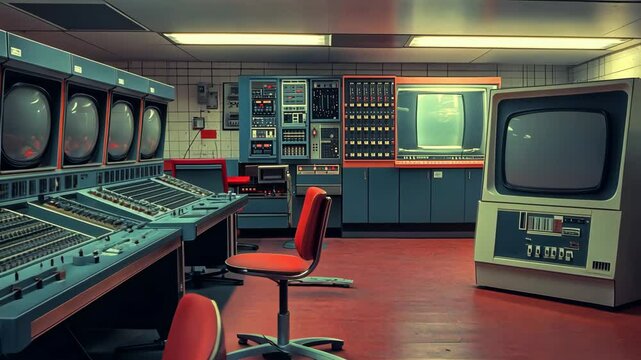 Retro Tech Room Vintage Computer Console Monitors Equipment