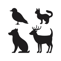 Premium Animal Silhouette Vector Pack | Wildlife and Pet Collection 