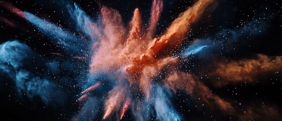 abstract colored dust explosion on a black background.abstract powder splatted background,Freeze motion of color powder exploding/throwing color powder, multicolored glitter texture