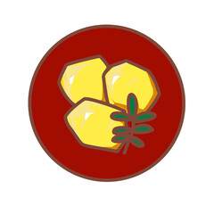 赤い皿に盛りつけた栗甘露煮