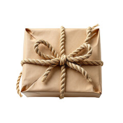 Brown box tied with rope ribbon