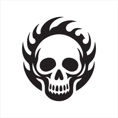 Skull icon. Symbol of poison and danger. Pirate flag attribute. Isolated vector illustration on white background.
