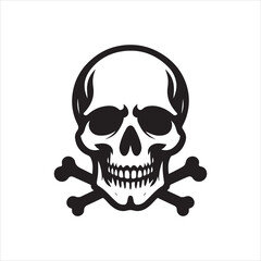 Skull icon. Symbol of poison and danger. Pirate flag attribute. Isolated vector illustration on white background.
