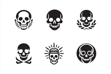 Fototapeta premium Skeleton silhouettes set, large pack of vector silhouette design, isolated white background