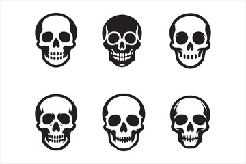 Skeleton silhouettes set, large pack of vector silhouette design, isolated white background