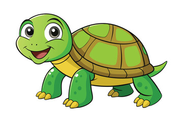 Cute cartoon turtle on white background