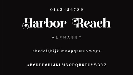 Elegant alphabet letters logo font and number. Luxury Classic Modern Serif Lettering Minimal Fashion. Typography decoration fonts for branding, wedding, logos. vector illustration