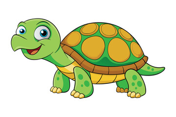Cute cartoon turtle on white background