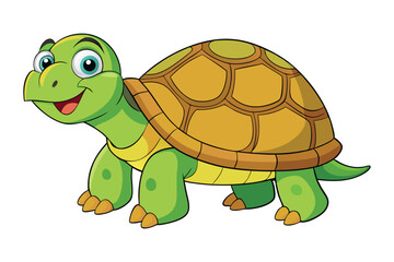 Cute cartoon turtle on white background