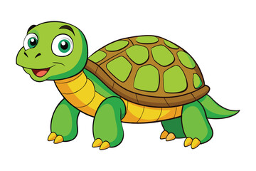 Cute cartoon turtle on white background