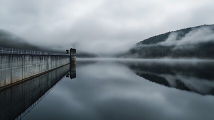 a gorgeous dam water spill with beautiful nature