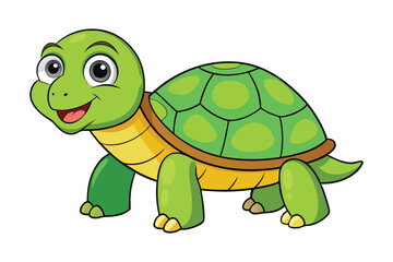 Cute cartoon turtle on white background