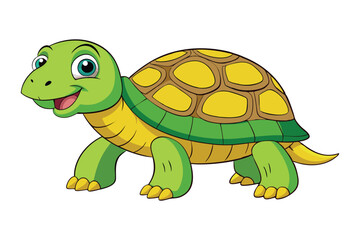 Cute cartoon turtle on white background