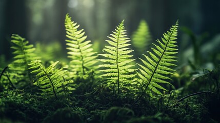 fern nature forest green beetles , dark forest , moss